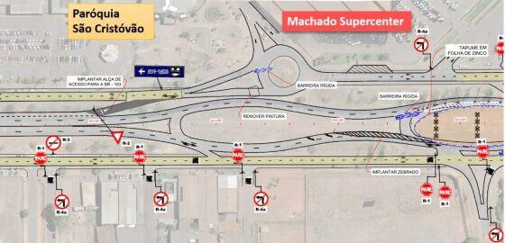 Interdição na BR-163 altera tráfego para construção de viadutos